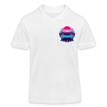 Neon Synthwave Car at Sunset - Kids Organic Polo Shirt by Stanley/Stella - white - Front