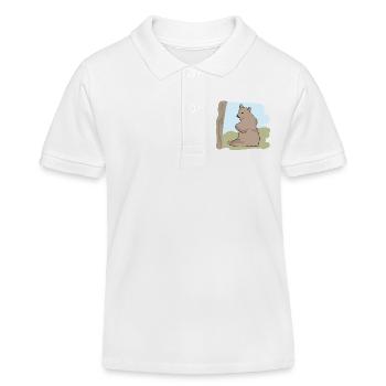 Dessin illustré avec ours - Polo enfant bio Stanley/Stella - blanc - Devant