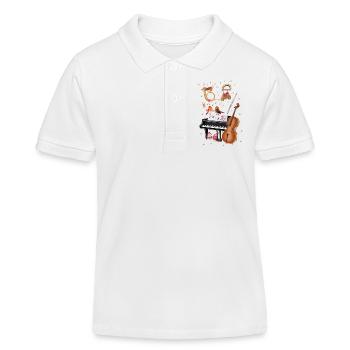 Noël avec rouge-gorge et musique - Polo enfant bio Stanley/Stella - blanc - Devant