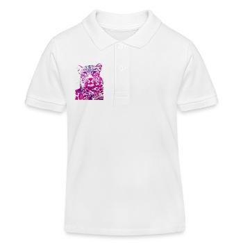 Rosa Leopardenkopf - Kinder Organic Poloshirt Mini Sprinter von Stanley/Stella - Weiß - Vorne