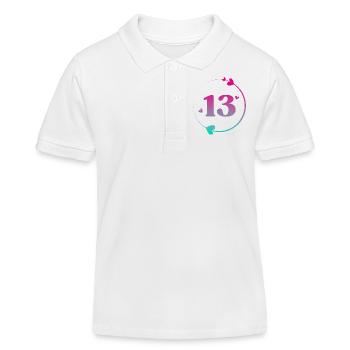 13e anniversaire cercle cœur coloré - Polo enfant bio Stanley/Stella - blanc - Devant