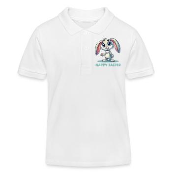 Bunny Comic Easter Bunny - Kids Organic Polo Shirt by Stanley/Stella - white - Front