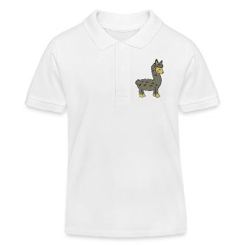 Lama ludique avec tresse et oreilles en bouton - Polo enfant bio Stanley/Stella - blanc - Devant