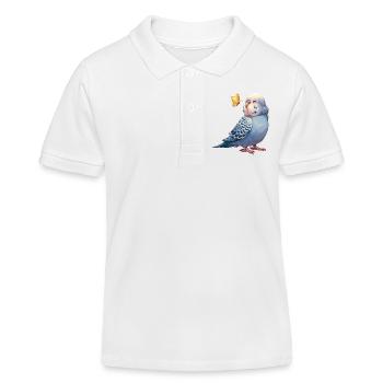 Perruche perruche avec papillon - Polo enfant bio Stanley/Stella - blanc - Devant