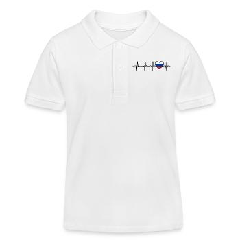Russia Heartbeat Gift for Russians - Kids Organic Polo Shirt by Stanley/Stella - white - Front