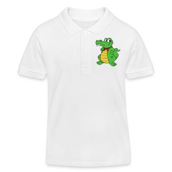 Croco Caïman Reptiles animaux - Polo enfant bio Stanley/Stella - blanc - Devant