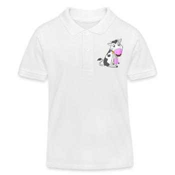 Comic-grignotant vache - Polo enfant bio Stanley/Stella - blanc - Devant