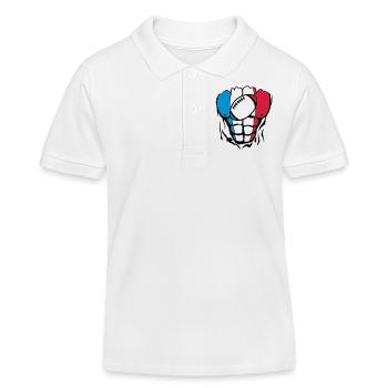 Frankreich-Flagge rugby2 Körper Muskel - Kinder Organic Poloshirt Mini Sprinter von Stanley/Stella - Weiß - Vorne