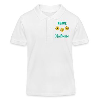 MERCI. MERCI MAÎTRESSE. CADEAU MAÎTRESSE. VACANCES - Polo enfant bio Stanley/Stella - blanc - Devant