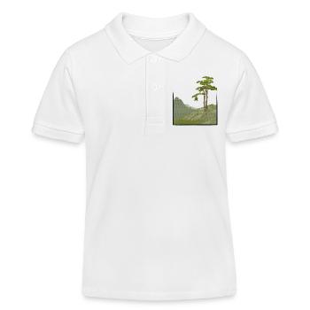 Arbre sur colline avec structure en toile, domaine public - Polo enfant bio Stanley/Stella - blanc - Devant
