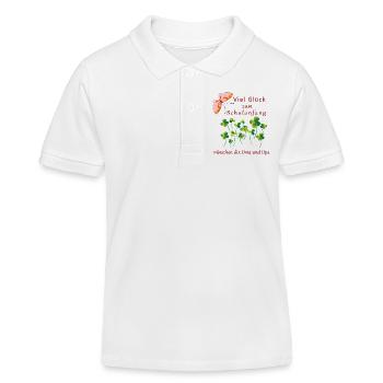 Good luck at the start of school with lucky clover - Kids Organic Polo Shirt by Stanley/Stella - white - Front
