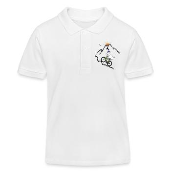 Mountain Bike Goat - Kids Organic Polo Shirt by Stanley/Stella - white - Front