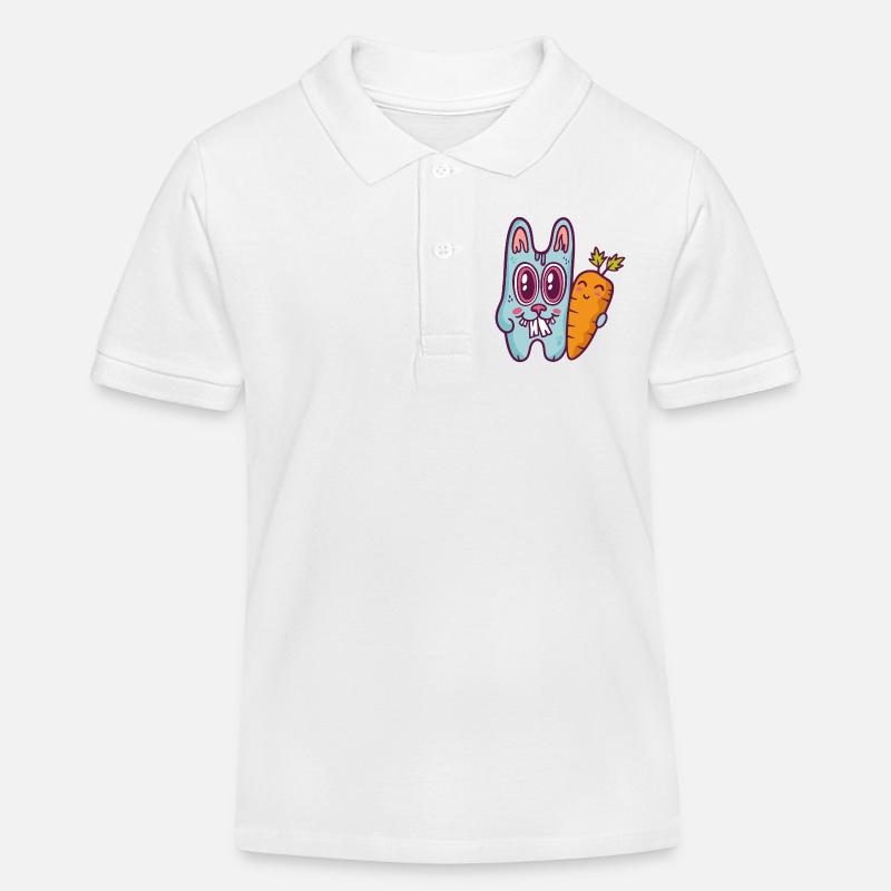 Blaues Doodle-Kaninchen mit Karotte - Kinder Organic Poloshirt Mini Sprinter von Stanley/Stella - Weiß