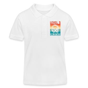 Kind 5 Jahre alt Level 5 freigeschaltet, 5. Geburtstag - Kinder Organic Poloshirt Mini Sprinter von Stanley/Stella - Weiß - Vorne