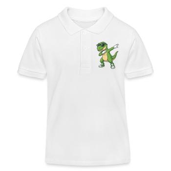 Lustiger Dabbing Dino Cartoon - Kinder Organic Poloshirt Mini Sprinter von Stanley/Stella - Weiß - Vorne