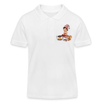 La fille lutin fait des champignons - Polo enfant bio Stanley/Stella - blanc - Devant