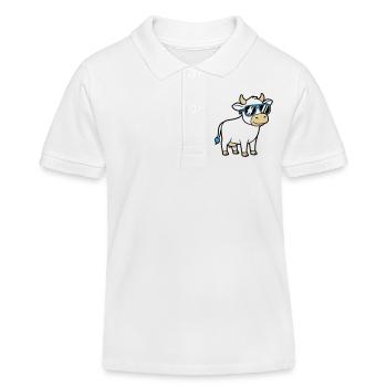 Cool Cow Sunglasses Casual Vector - Kids Organic Polo Shirt by Stanley/Stella - white - Front