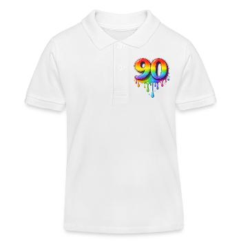 90 Rainbow Retro Number - Kids Organic Polo Shirt by Stanley/Stella - white - Front