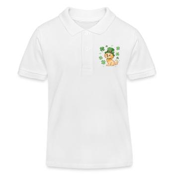 Labrador-Kobold und Grünklee-Hund - Kinder Organic Poloshirt Mini Sprinter von Stanley/Stella - Weiß - Vorne