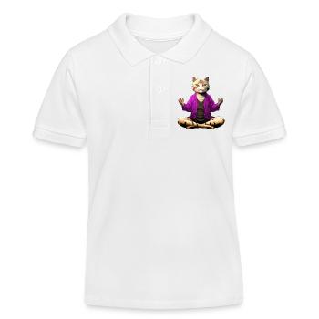 Chat Yogi - Polo enfant bio Stanley/Stella - blanc - Devant
