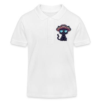 Panther Comic Lustig Sombrero - Kinder Organic Poloshirt Mini Sprinter von Stanley/Stella - Weiß - Vorne