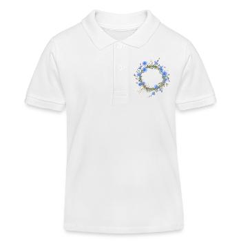 (Außer)gewöhnlicher Wegwartenkranz Blumenmotiv - Kinder Organic Poloshirt Mini Sprinter von Stanley/Stella - Weiß - Vorne