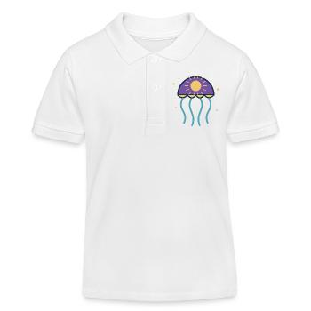 Purple solar jellyfish on purple background - Kids Organic Polo Shirt by Stanley/Stella - white - Front