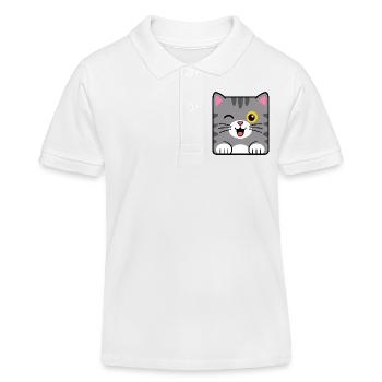 Katze - Kinder Organic Poloshirt Mini Sprinter von Stanley/Stella - Weiß - Vorne