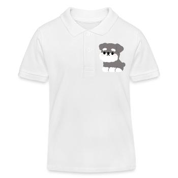 Grey Fluffy Schnauzer Pup Charm - Kids Organic Polo Shirt by Stanley/Stella - white - Front