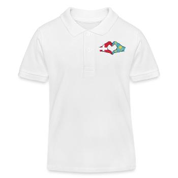 Dänemark Kasachstan Flagge Hände Herzform used - Kinder Organic Poloshirt Mini Sprinter von Stanley/Stella - Weiß - Vorne