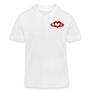 Switzerland Montenegro Flag Hands Heart Shape - Kids Organic Polo Shirt by Stanley/Stella - white - Front