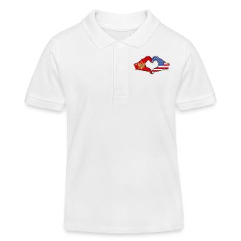 Montenegro United States flag hands heart shape used - Kids Organic Polo Shirt by Stanley/Stella - white - Front