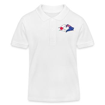 Drapeau du Japon Nouvelle-Zélande Mains Forme Coeur - Polo enfant bio Stanley/Stella - blanc - Devant