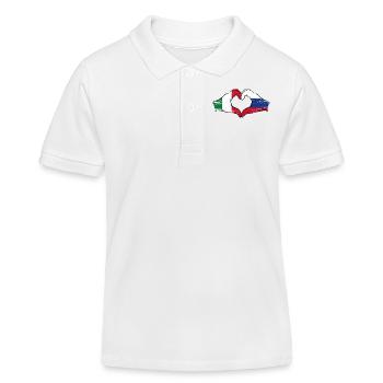Italien Russland Hände Herzform used - Kinder Organic Poloshirt Mini Sprinter von Stanley/Stella - Weiß - Vorne