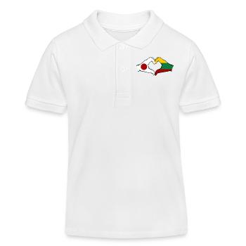 Japan Lithuania Hands Heart Shape - Kids Organic Polo Shirt by Stanley/Stella - white - Front