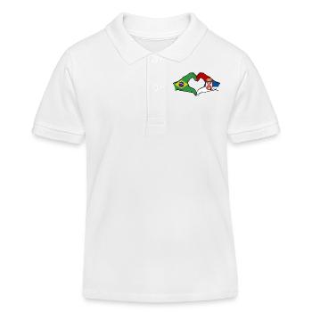 Brasilien Serbien Flagge Herzform - Kinder Organic Poloshirt Mini Sprinter von Stanley/Stella - Weiß - Vorne