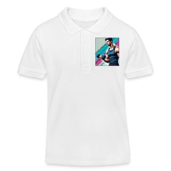 Homme musclé avec un haltère - Polo enfant bio Stanley/Stella - blanc - Devant