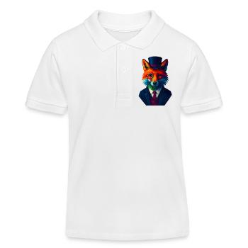 WPAP Style Animals - Renard Élégant Costume Monocle - Polo enfant bio Stanley/Stella - blanc - Devant