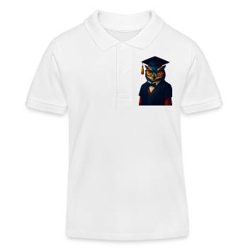 WPAP Stil Tier - Eule im Professoren-Outfit Fliege - Kinder Organic Poloshirt Mini Sprinter von Stanley/Stella - Weiß - Vorne