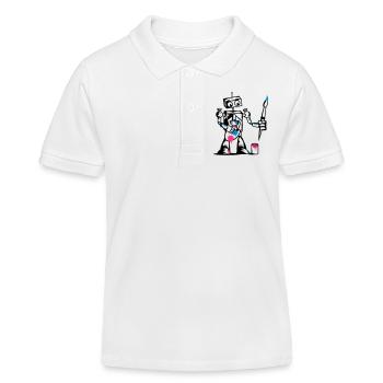 Roboter mit einem Pinsel - Kinder Organic Poloshirt Mini Sprinter von Stanley/Stella - Weiß - Vorne
