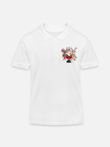 Weihnachtsmann umarmt Rentiere - Kinder Organic Poloshirt Mini Sprinter von Stanley/Stella - Weiß