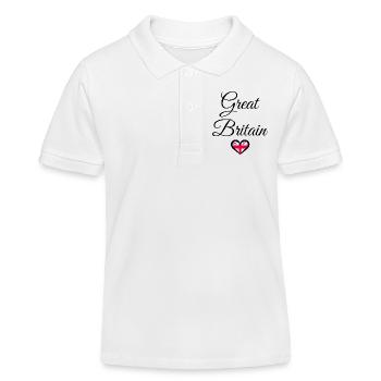 Great Britain Heart Tee  - Kids Organic Polo Shirt by Stanley/Stella - white - Front