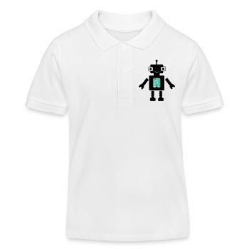 Robot Comic - Kids Organic Polo Shirt by Stanley/Stella - white - Front