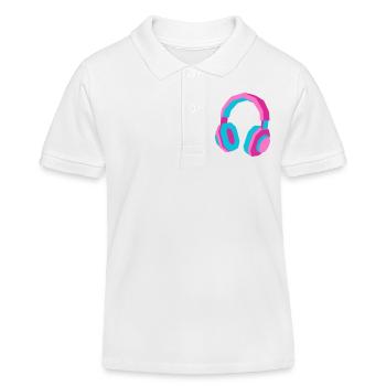 Casque Rétro Synthwave des années 80 DJ Musique Gamer - Polo enfant bio Stanley/Stella - blanc - Devant