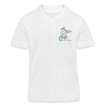 Off To Cause A Kerfuffle Frog On Bike Drôle d’animal - Polo enfant bio Stanley/Stella - blanc - Devant