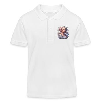 Frau / Lady / blond / hübsch / Feminin / weiblich - Kinder Organic Poloshirt Mini Sprinter von Stanley/Stella - Weiß - Vorne