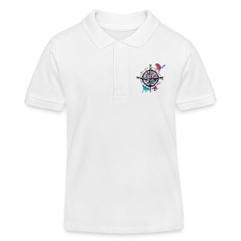 Boussole / Direction cardinale / Voyage / Survie - Polo enfant bio Stanley/Stella - blanc - Devant