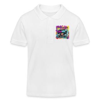 Radio / Analog / Musik / Frequenz / Lautsprecher - Kinder Organic Poloshirt Mini Sprinter von Stanley/Stella - Weiß - Vorne