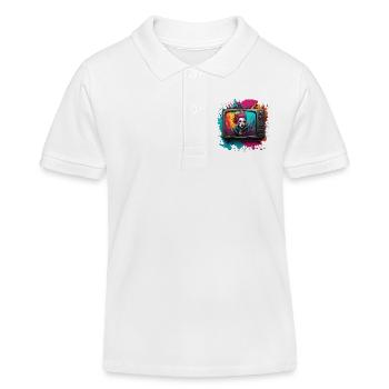 TV / Fernseher / Analog / Röhrenfernseher / Retro - Kinder Organic Poloshirt Mini Sprinter von Stanley/Stella - Weiß - Vorne