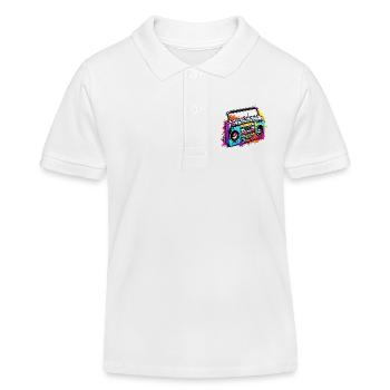 Radio / Analog / Musik / Frequenz / Lautsprecher - Kinder Organic Poloshirt Mini Sprinter von Stanley/Stella - Weiß - Vorne